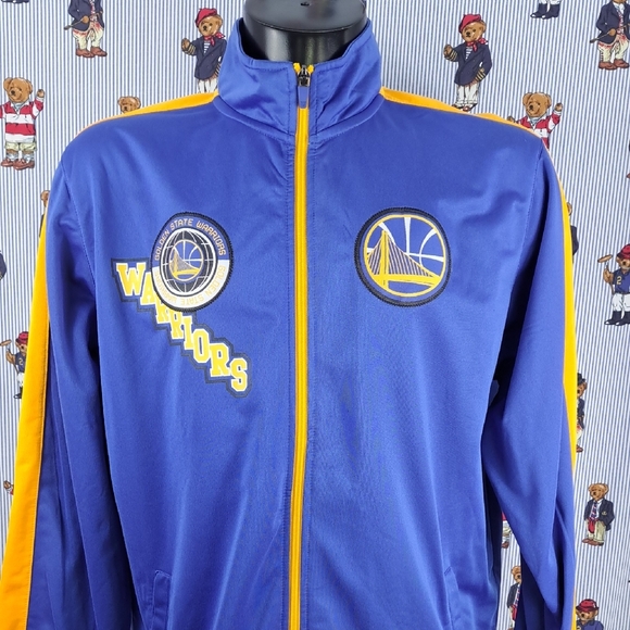 Golden State Warriors big logo blue & gold 2XL full zip track style jacket - Picture 1 of 8